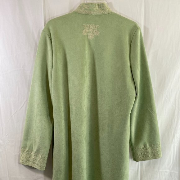 Solitaire Long Sleeve Open Duster Mint Green White Embroidery NWT Women's Size L - Picture 9 of 16